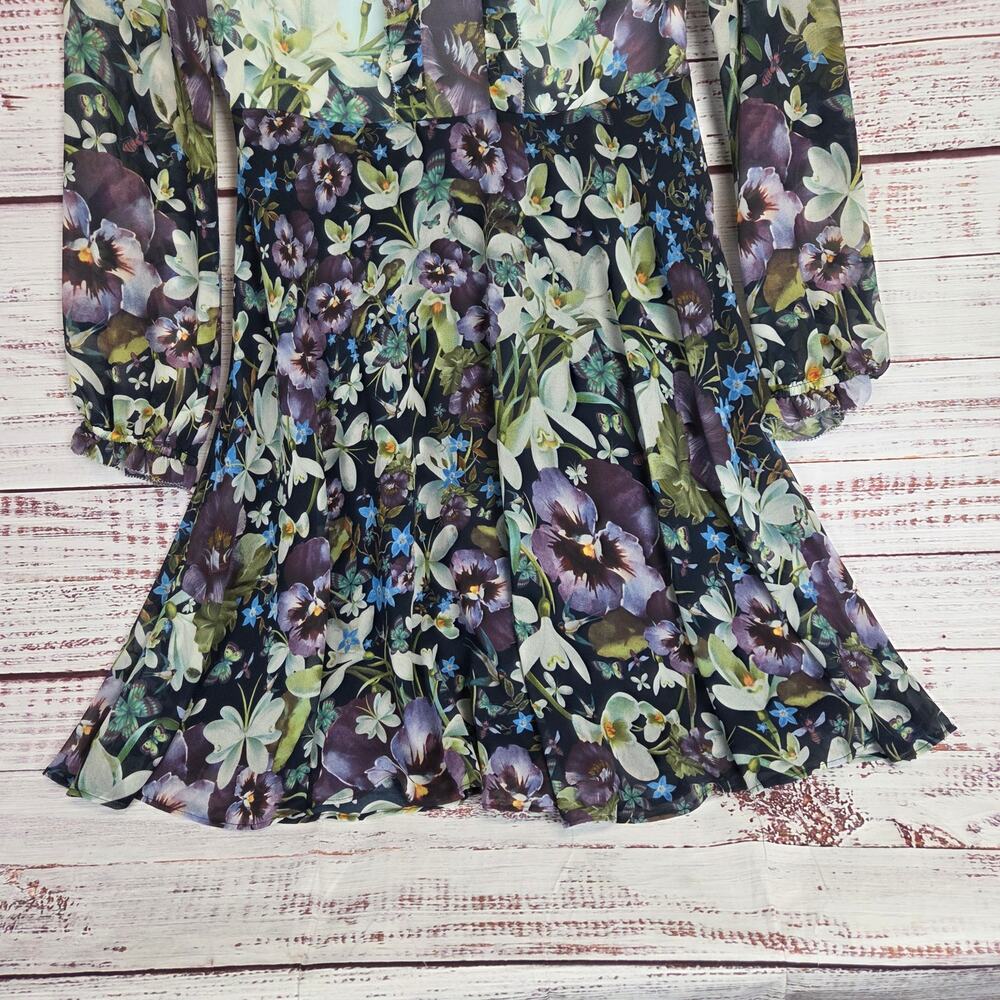 Ted Baker Meelia Floral Butterfly Dress 4 Chiffon Entangled Enchantment Ethereal - Picture 9 of 16